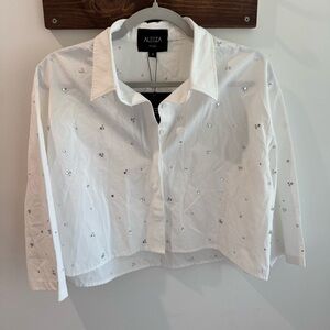 NWT Aleeza Paris Bejeweled Bubble Set Top in Ivory‎ Small